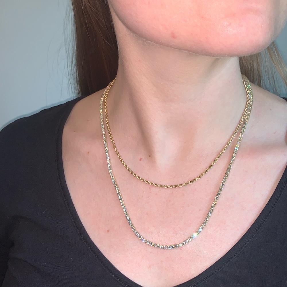 14k 11.00ct Natural Tennis Necklace
